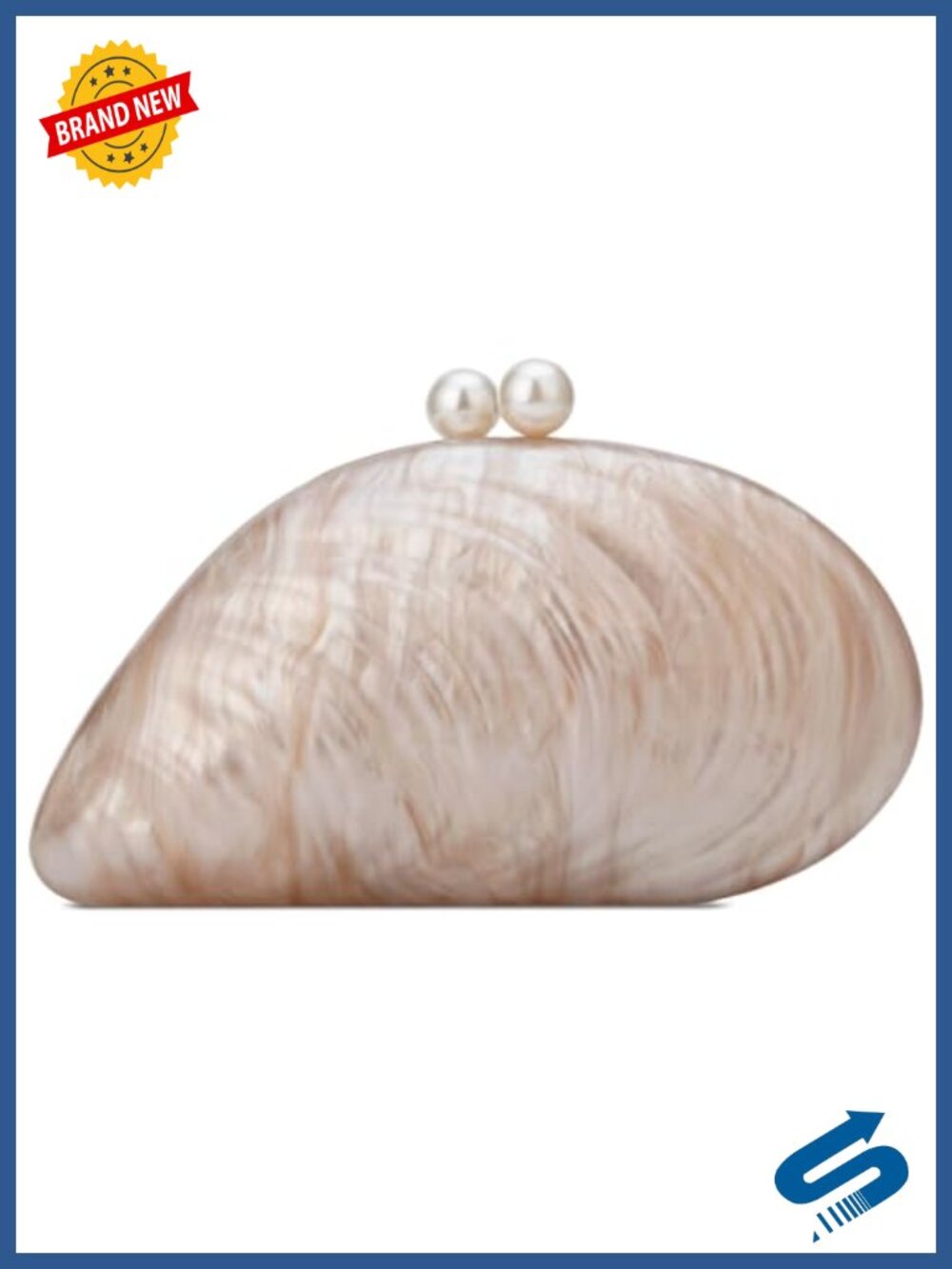Acrylic Evening Clutch Shell Marble Purse with Pearl Wedding Party Bag